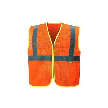 2W International Hi-Vis Economy Safety Vest XL Class 2 U Back, , Zipper 2 Pockets MZ327C-2 XL